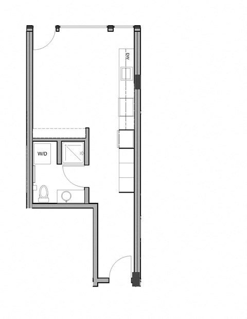 Floor plan for studio, 1 bath, 573 sqft